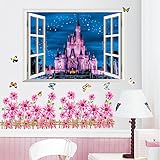 ZooArts ウィンドウの風景 スカイ城 パーラー ベッドルーム 取り外し可能な ウォールステッカー 壁デカール 壁紙 壁の装飾