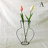 TOPmountain クリエイティブステッカーの装飾 DRIE花植物 アイアン棚 現代の概要 ガラスの花瓶 ホームガーデン