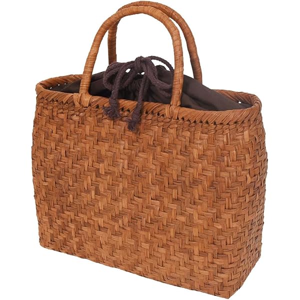 Amazon | かごバッグ [なごみや] 山葡萄 網代 トートバッグ 巾着付 Y