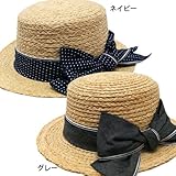 KidsForet キッズフォーレ ガールズ 麦わら帽子 サマーハット カンカン帽-ネイビー48cm