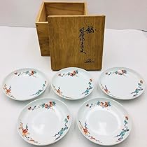 十二代酒井田柿右衛門　錦手　菓子皿　5枚揃い　柿右衛門 1928年〜1950年 十二代 柿右衛門 錦 柳鳥画 菓子皿 五枚揃 共箱
