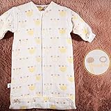 （H_X）2色可選 6重ガーゼ おくるみ スリーパー ベビー 秋冬用 長袖 パジャマ 寝袋 オーガニックコットン綿100％ キッズ用 かわいい　動物パターン (S, クラウン イエロー)