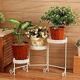 Plant shelf ロータリーフラワーポットプラントホルダーディスプレイラック、3段白い鉄プラントポットラック折りたたみフロアスタンド Flower racks ( 色 : 白 , サイズ さいず