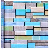 窓 めかくしシート ステンドグラス 不透明 遮光 カーテン フィルム 青い 防犯 お正月 飾り 貼ってはがせる 防犯 UVカット 紫外線防止 断熱 防寒 外から見えない 引き戸/キッチン/食器棚/ドア