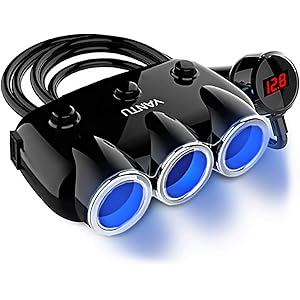急速充電QC3.0 シガーソケット シガーライター分配器 YANTU3連 ソケット 2USBポート付き カーチャージャー…