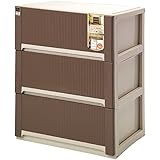 サンコープラスチック 衣類収納深型3段 オーラワイド 幅65×奥44.7×高84.6cm ブラウン