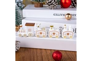 クリスマストレインデコレーション プラスチックミニトレインケーキデコレーション クリスマスパーティーデコレーション用 ケーキや家の装飾用カラー付き(ホワイト、19.5x4.6cm)