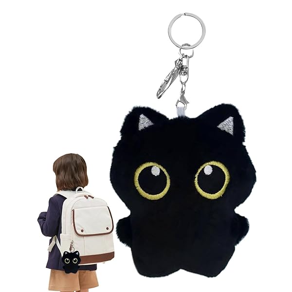 Amazon.co.jp: 黒猫ぬいぐるみキーホルダー - 12cm ノワール猫
