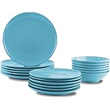 Amazonベーシック 食器セット ストーンウェア スカイブルー 6人分 18ピース