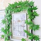 meiliy 2パック8.2 Ft Big Leaf Maple Rattan Leaves Vine Fake Foliageリーフ花植物人工花ウェディングパーティーホームホテルオフィス庭クラフトア