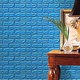 DIY壁アートデカール、hp95 ( TM ) [エンボスレンガストーン]ソフトPEフォーム3d DIY壁紙の壁のステッカー保護ベビーキッズ(ブルー)
