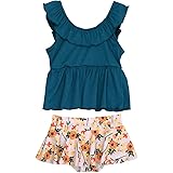 [Teddy] キッズ 水着 女の子 子供用 2点セット フレアスカート ノースリーブ バックフリル kids441