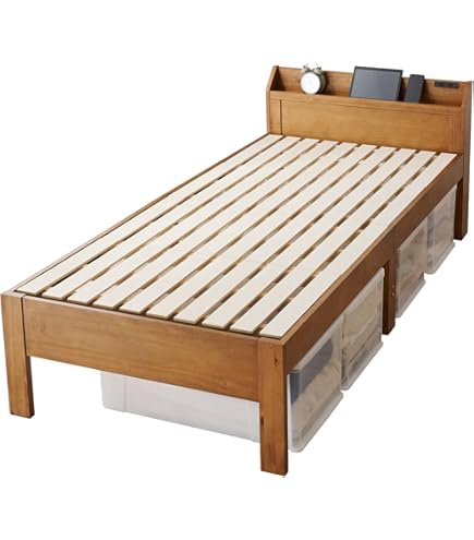 萩原 ベッド ベッドフレーム すのこベッド 高さ調節可能【ちょい置きできる宮棚】 Amazon｜萩原 ベッド ベッドフレーム すのこベッド 高さ調節可能