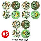 Onesie Stickers Baby Shower Gift GREEN MONKEYS Baby Month Photo Shower Stickers, baby shower gift by