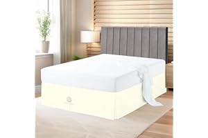 Premium Queen Size Bedskirt 800TC 100% Egyptian Cotton Ivory Bed Skirt Queen Size 12" Drop Length, Tailored Fit, Elegant Pleated Style - Ivory