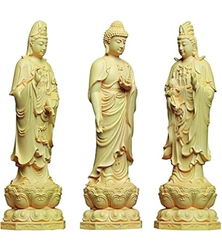Amazon｜Suicazon [御金品] ツゲ 木彫り 阿弥陀三尊像29cm（ 観音菩薩