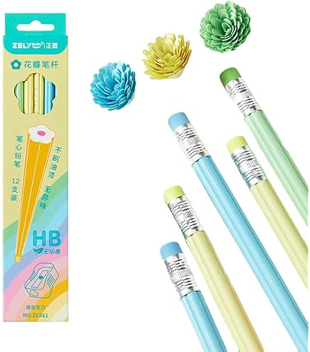 Amazon.co.jp: BXSKRES(なか) 鉛筆【12本セット】HBえんぴつ 花形