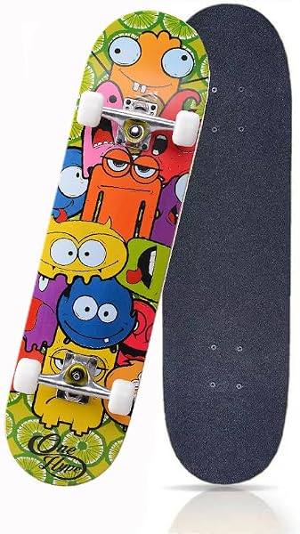 Dganliスケボー 子供 初心者 スケートボード 31x8インチ skateboard コンプリート 完成品 7層カナディアンメープル製 ダブルキック 若者 キッズ こどもの日 誕生日 プレゼント - 1