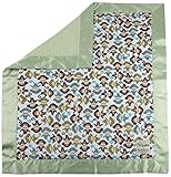 My Blankee Monkey Zoo Minky Midnight w/ Minky Dot Sage Green Baby Blanket, 30 x 35 by My Blankee