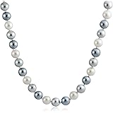Black, White Brown Grey Blue Multi-Color Strand Long 10MM Simulated Pearl Necklace for Women 18, 20 Inch