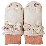 ミトン手袋 花柄 リボン 女の子用 通園やお外遊びに大活躍 j-284003 (3～4才用, アイボリー)