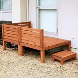 ウッドデッキ キット ユニット式デッキ縁台 ステップ台・フェンス付セット 120cm×180cm(デッキ2台) JYUDST-1218L1S2S