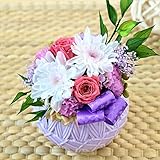【ベルシック】プリザーブドフラワー 新デザイン 結花（ゆいか）　毬の器　100%プリザーブドフラワー使用　枯れないお花 敬老の日　還暦　古希　喜寿　傘寿　米寿　卒寿　白寿　母の日プレゼント　お見舞い　