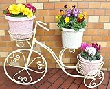 【数量限定】花台＆季節の鉢植え（エコポット）3鉢セット　YA-614　ワイヤー花台　アンティーク仕上げ　お花の種類はお選び頂けません