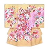 お宮参り 女の子の産着(初着) 正絹 「黄色 鈴と牡丹 桜」HGU775