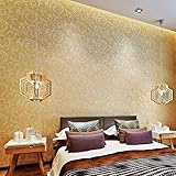 (ハンメロ)HANMEROのりなし壁紙 葉っぱ フリース シルバー ラグジュアリー 1ロール（53cm×10m） (杏色)