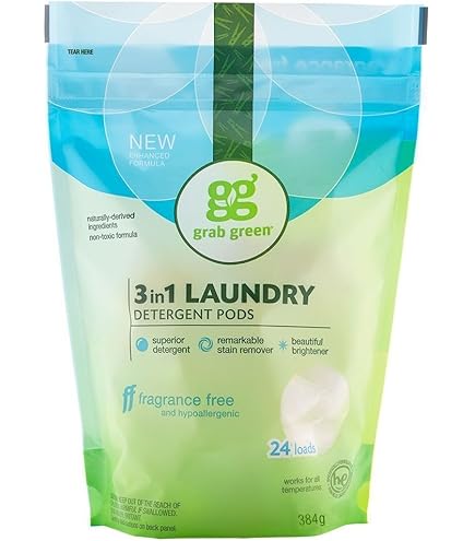 Amazon.co.jp: GrabGreen, 3-in-1 Laundry Detergent, Vetiver, 60