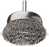 Weiler Stem-Mounted Wire Cup Brush, Round Shank, Steel, Crimped Wire, 2-1/2" Diameter, 0.014" Wire D