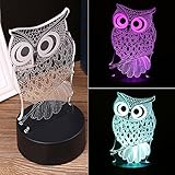 GLADLEフクロウ3dタッチナイトランプ7色変更USBデスクLED夜ライトホームデコレーションカスタマイズされたギフトfor Children