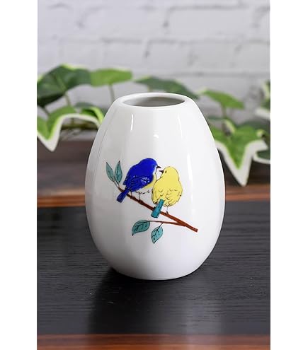 Amazon.co.jp: 九谷の花瓶【九谷焼】 8号花瓶 金箔鶴連山