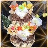 ２段お花のオレンジおむつケーキ＜Ｍテープ＞