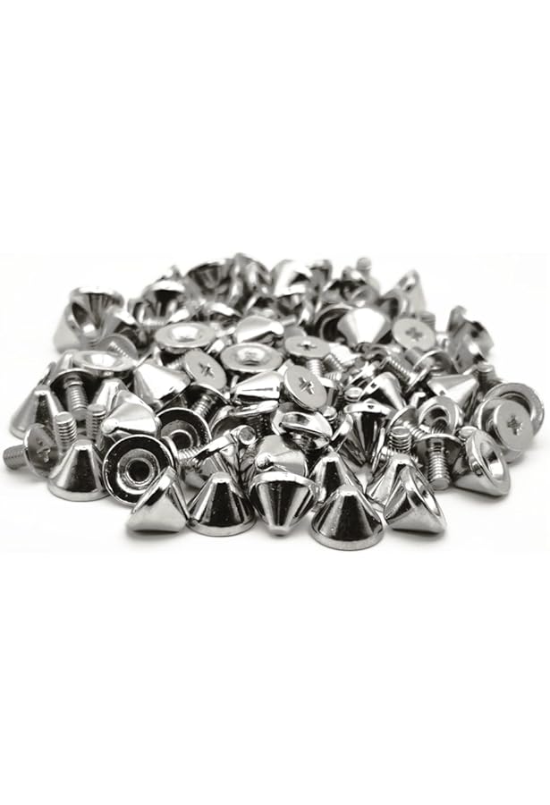 Amazon | コニカル スタッズ 鋲 12mm シルバー 100個 パンクロック