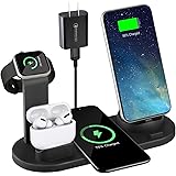 ワイヤレス充電スタンド 6 in１ ワイヤレス充電器 Airpods/iPhone/Apple Watch対応充電器 置くだけ充電 iPhone 15/15 Pro/14/14 Pro/13/13 Pro/12/11/11/XS、Samsung Ga