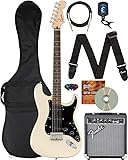 Fender Bullet Stratocaster HT, Laurel, Black Pickguard Bundle w/Frontman 10G Amplifier, Gig Bag, Instrument Cable, Tuner, Strap, Picks, and Austin Bazaar Instructional DVD - Olympic White