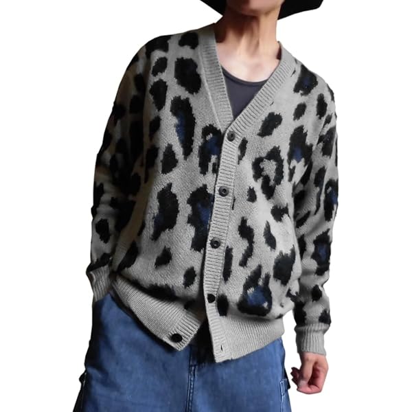 Amazon.co.jp: [サムディフ] モヘアタッチ 総柄カーディガン 