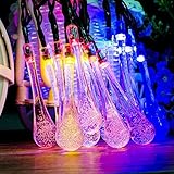 M.best 4.8M 20 LED Solar Colorful Raindrop String Lights Outdoor Xmas Wedding Garden Party Holiday D