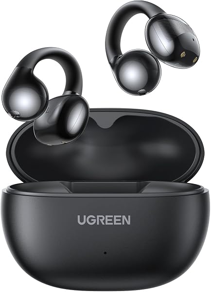UGREEN イヤーカフ イヤホン Bluetooth 5.4 Hi-Fi音質 ENC搭載 AI通話ノイズキャンセリング 【オープンイヤー型/耳挟み式/完全ワイヤレス/IPX5防水/最大30時間再生】 (ブラック) - 1