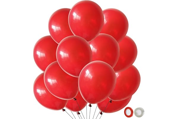 BTZO バルーン ゴム風船 飾り付け 50個入 10インチ 丸 ラテックス 飾り付け 誕生日 結婚式 店舗装飾 パーティー 運動会 文化祭 バルーンアート レッド