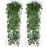 Luyue人工植物Greenyアイビーつる壁Hanging葉ガーランドホームウェディング装飾、4 Bunchs