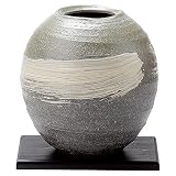 信楽焼 黒磯 丸（黒板付） 花器・花瓶 化粧箱入