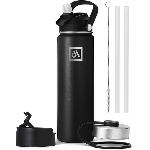 Meteor 650ml Insulated Water Bottle with Straw Lid, Coffee Lid & Flex Cap - Hot 24hrs & Cold 48hrs – Vacuum Stainless Steel W