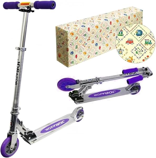 JD Razor MS-105R Kickboard Kick Scooter for Children Elementary School Students (Foldable/Lightweight/Sturdy/Adjustable Height/Foot Brake/5 Inch Wheels) Birthday Graduation Kindergarten Entrance - 1