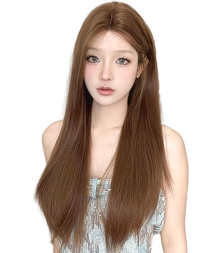 Amazon.co.jp: FESHFEN ウィッグ ロング ストレート かきあげ 前髪なし
