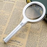 Liebeye 虫眼鏡　拡大鏡　12LED付　ポータブル　読書　85mm　ホワイト