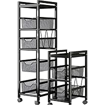 ☆隙間収納　キャスター付きで移動も楽々　収納ワゴン　ラック Amazon.co.jp: Bivoyud キッチンワゴン キャスター付き 5段 収納カート