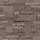 birwall 2063 Fauxレンガ石テクスチャ壁紙ロール3dレンガブロックホーム装飾、20.8 CM x 393.7、"ダークブラウン